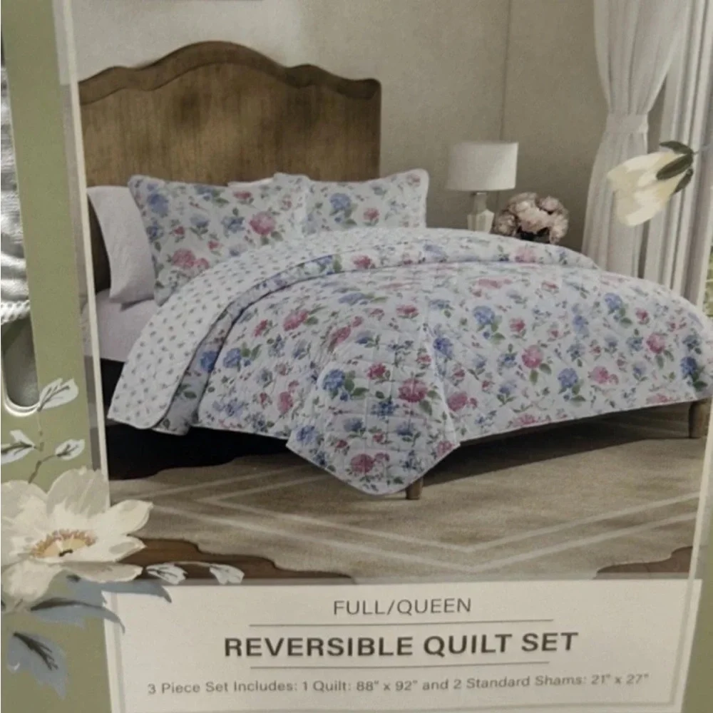 Lillian August French Farmhouse Full/Queen Floral Quilt Set 88”x92”
